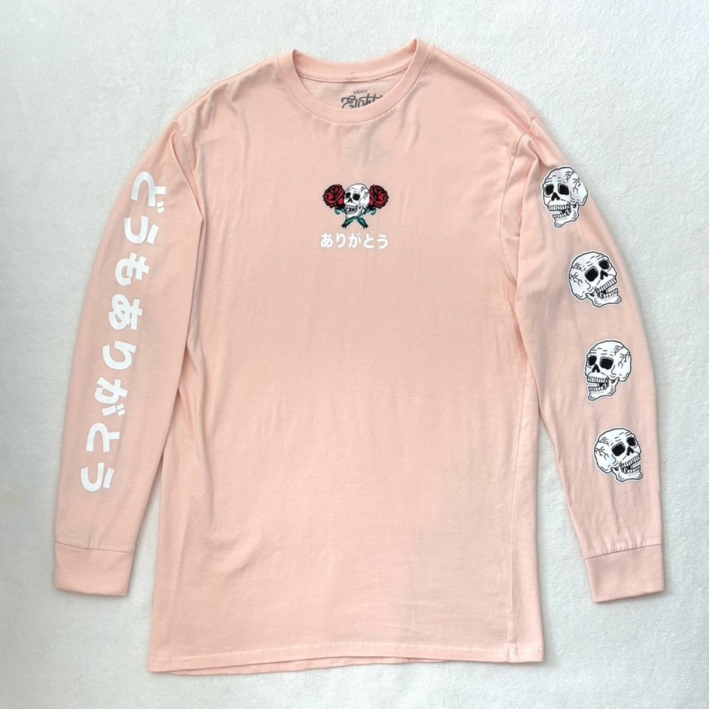 Eighty Eight Graphic Pink Japanese Printed Skull & Roses Longsleeve